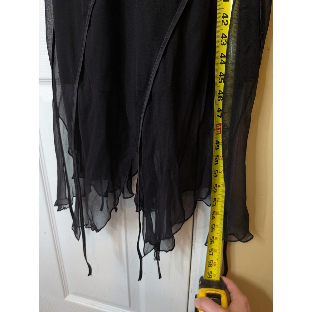 Robbie Bee Y2K Silk Black Maxi Dress Size 16 Assymetrical Hem Whimsical Fairy - Picture 9 of 9